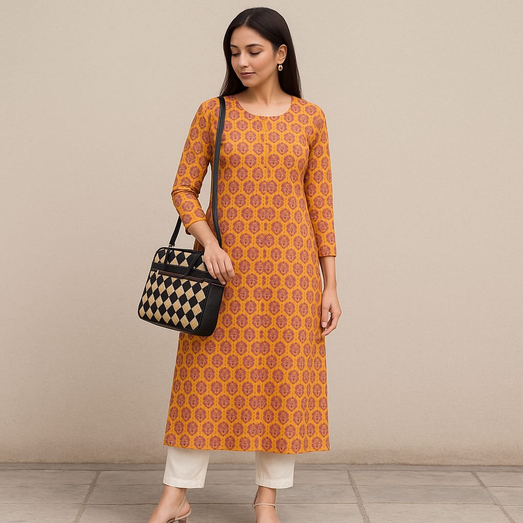 Yellow Floral Printed kurta