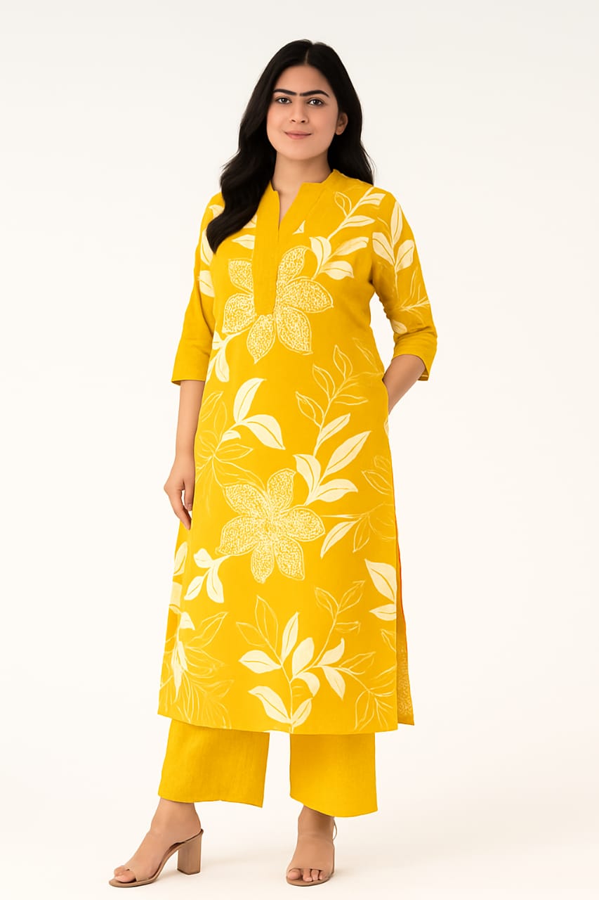 Yellow Floral Infy Coord set