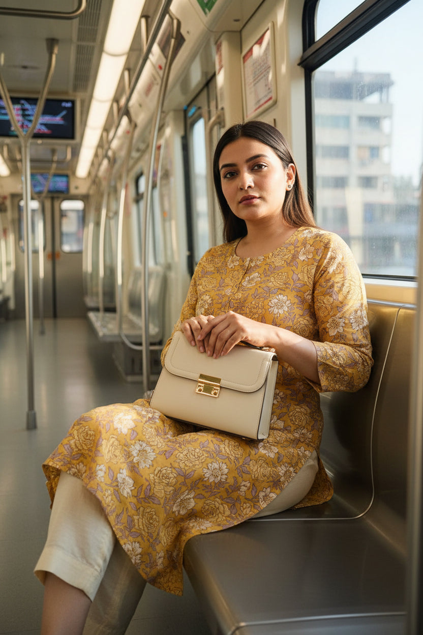 Yellow Floral Printed Kurta