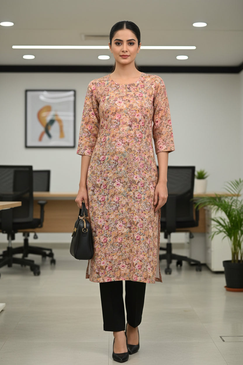 Yellow Floral Pashmina Winter Kurta