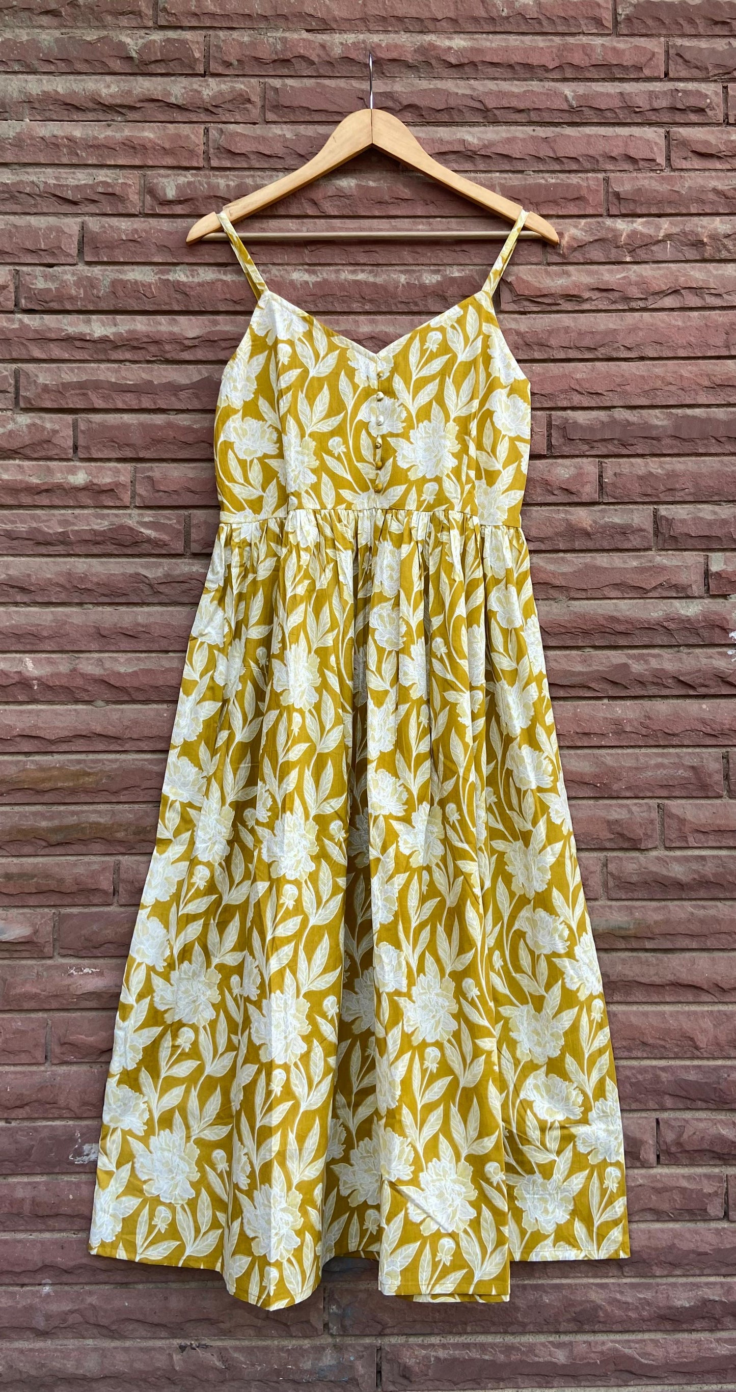 Yellow cotton Strappy  kurta