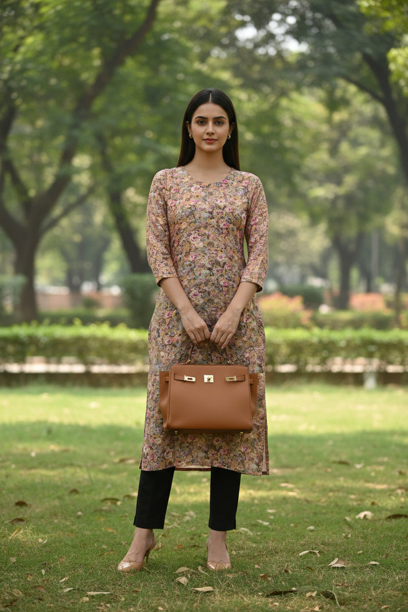Yellow Floral Pashmina Winter Kurta