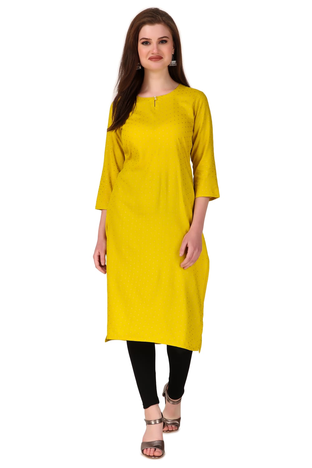 YELLOW POLKA ASH KURTA