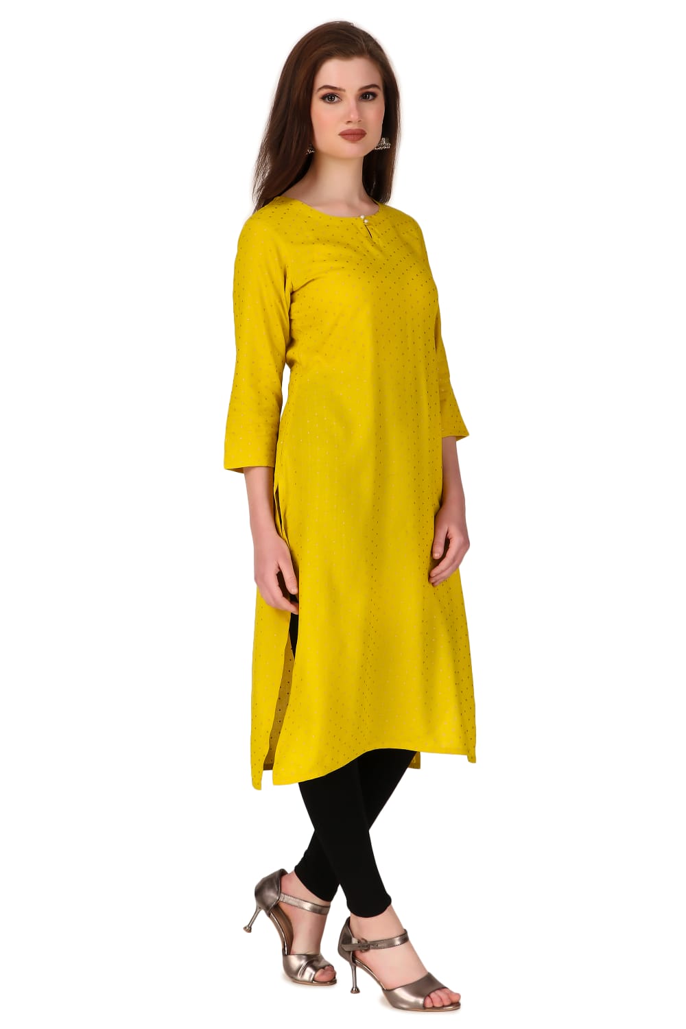 YELLOW POLKA ASH KURTA