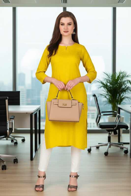 Yellow Polka Ash Kurta