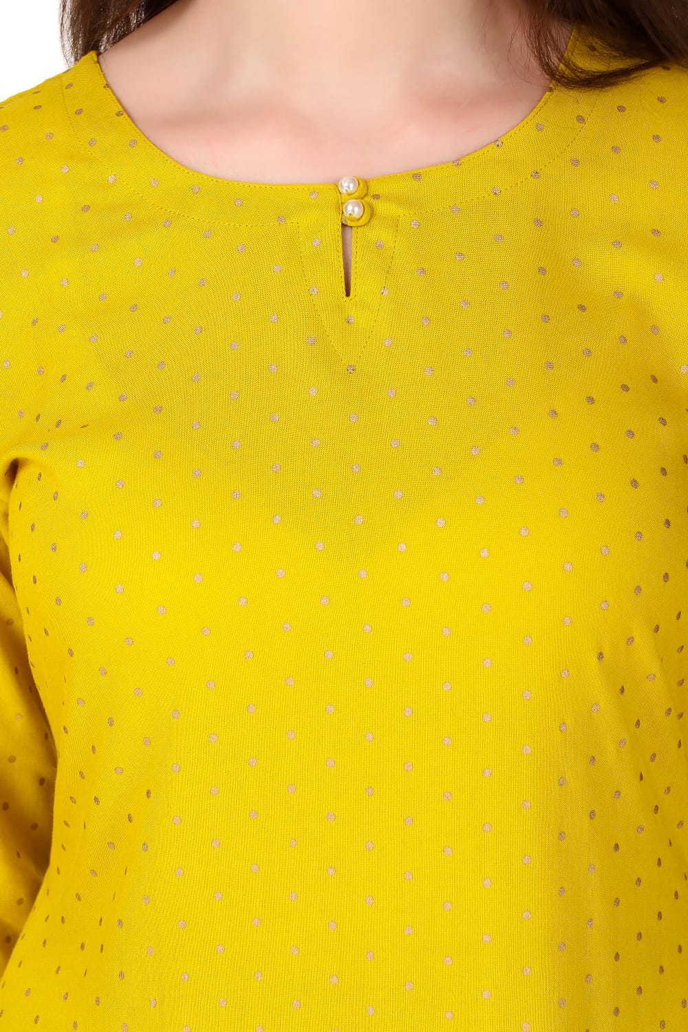 YELLOW POLKA ASH KURTA